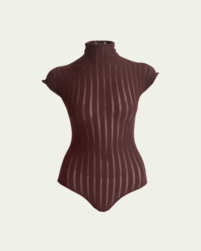 Striped Sheer Knit Bodysuit